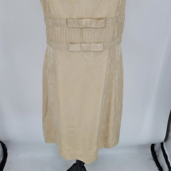 ANN TAYLOR Gold Champagne Sleeveless Cocktail Dress Holiday Party Women's 10 NWT - Picture 4 of 9